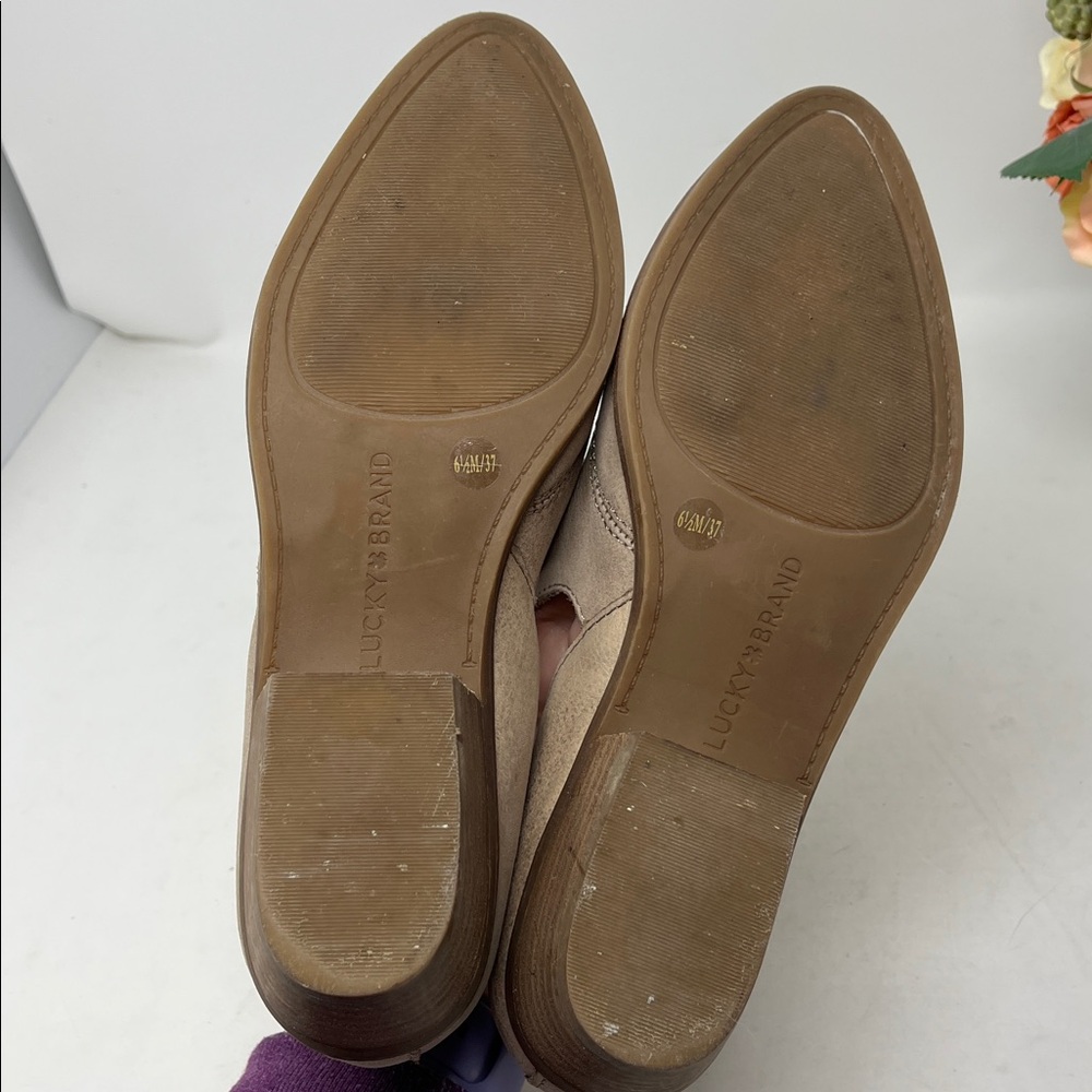 LUCKY BRAND Mahzan loafers tan hazel leather pointed almond toe women’s sz 6.5 - Picture 10 of 14